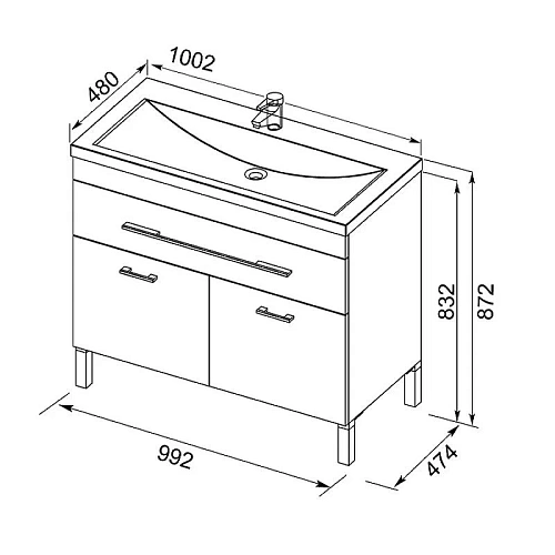 Тумба с раковиной Aquanet Верона NEW 100 белый (напольная 1 ящик 2 дверцы) 00213034 Тумба с раковиной Aquanet Верона NEW 100 белый (напольная 1 ящик 2 дверцы) 00213034