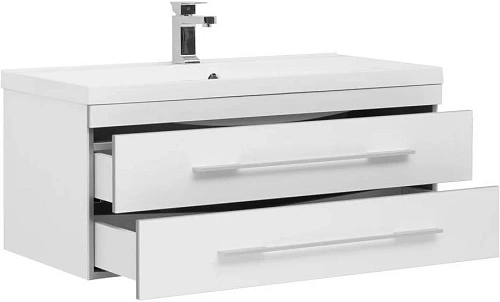 Тумба с раковиной Aquanet Верона NEW 100 белый (подвесная 2 ящика) 00175382 + 00204096 Тумба с раковиной Aquanet Верона NEW 100 белый (подвесная 2 ящика) 00175382 + 00204096