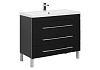 Тумба с раковиной Aquanet Верона NEW 100 черный (напольная 3 ящика) 00178472 + 00204096