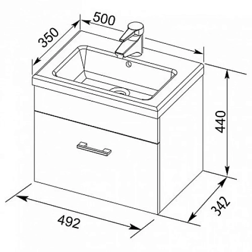 Тумба с раковиной Aquanet Верона NEW 50 белый (подвесная 1 ящик) 00213262 Тумба с раковиной Aquanet Верона NEW 50 белый (подвесная 1 ящик) 00213262