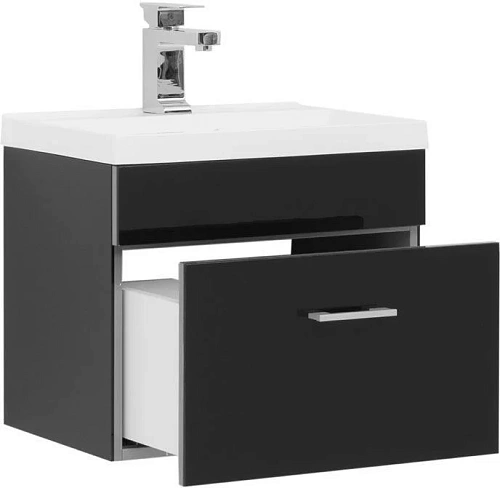 Тумба с раковиной Aquanet Верона NEW 50 черный (подвесная 1 ящик) 00207766 + 00204095 Тумба с раковиной Aquanet Верона NEW 50 черный (подвесная 1 ящик) 00207766 + 00204095