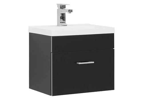 Тумба с раковиной Aquanet Верона NEW 50 черный (подвесная 1 ящик) 00207766 + 00204095 Тумба с раковиной Aquanet Верона NEW 50 черный (подвесная 1 ящик) 00207766 + 00204095