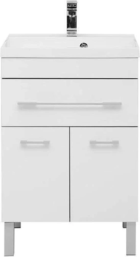 Тумба с раковиной Aquanet Верона NEW 58 белый (напольная 1 ящик 2 дверцы) 00182507 + 00204117 Тумба с раковиной Aquanet Верона NEW 58 белый (напольная 1 ящик 2 дверцы) 00182507 + 00204117