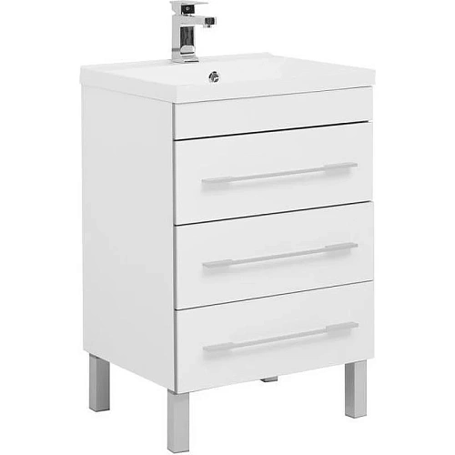 Тумба с раковиной Aquanet Верона NEW 58 белый (напольная 3 ящика) 00212876 Тумба с раковиной Aquanet Верона NEW 58 белый (напольная 3 ящика) 00212876