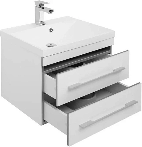 Тумба с раковиной Aquanet Верона NEW 58 белый (подвесная 2 ящика) 00176667 + 00204117 Тумба с раковиной Aquanet Верона NEW 58 белый (подвесная 2 ящика) 00176667 + 00204117