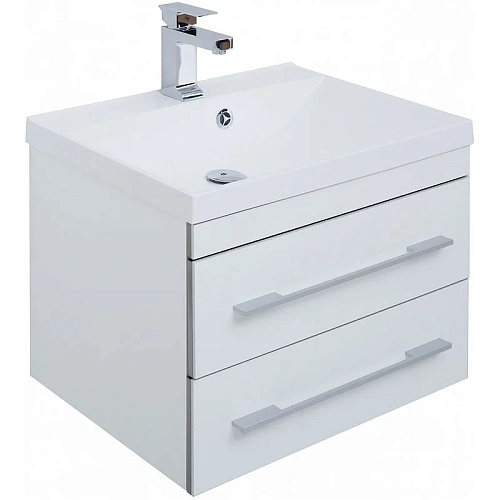 Тумба с раковиной Aquanet Верона NEW 58 белый (подвесная 2 ящика) 00212878 Тумба с раковиной Aquanet Верона NEW 58 белый (подвесная 2 ящика) 00212878