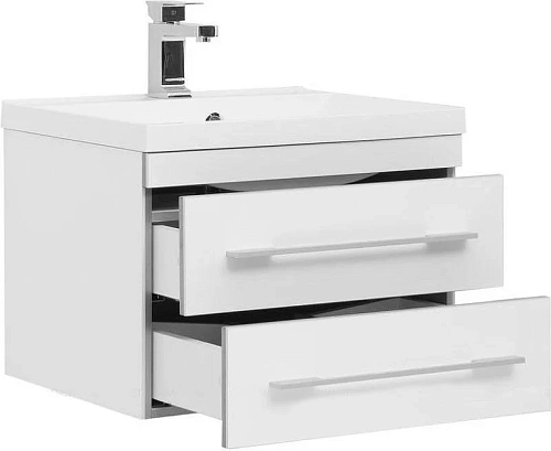 Тумба с раковиной Aquanet Верона NEW 58 белый (подвесная 2 ящика) 00212878 Тумба с раковиной Aquanet Верона NEW 58 белый (подвесная 2 ящика) 00212878