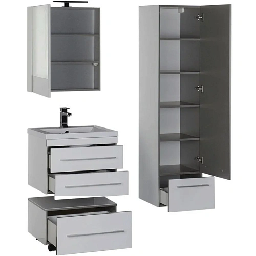 Тумба с раковиной Aquanet Верона NEW 58 белый (подвесная 2 ящика) 00212878 Тумба с раковиной Aquanet Верона NEW 58 белый (подвесная 2 ящика) 00212878