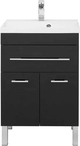 Тумба с раковиной Aquanet Верона NEW 58 черный (напольная 1 ящик 2 дверцы) 00182705 + 00204117 Тумба с раковиной Aquanet Верона NEW 58 черный (напольная 1 ящик 2 дверцы) 00182705 + 00204117
