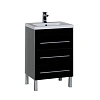 Тумба с раковиной Aquanet Верона NEW 58 черный (напольная 3 ящика) 00178475 + 00204117 Тумба с раковиной Aquanet Верона NEW 58 черный (напольная 3 ящика) 00178475 + 00204117