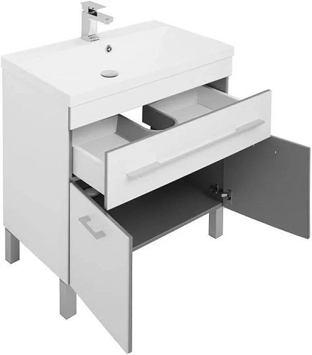 Тумба с раковиной Aquanet Верона NEW 75 белый (напольная 1 ящик 2 дверцы) 00182706 + 00204118 Тумба с раковиной Aquanet Верона NEW 75 белый (напольная 1 ящик 2 дверцы) 00182706 + 00204118