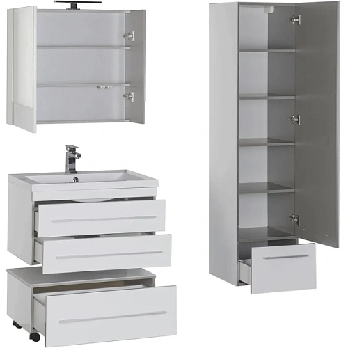 Тумба с раковиной Aquanet Верона NEW 75 белый (подвесная 2 ящика) 00212868 Тумба с раковиной Aquanet Верона NEW 75 белый (подвесная 2 ящика) 00212868