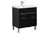 Тумба с раковиной Aquanet Верона NEW 75 черный (напольная 1 ящик 2 дверцы) 00182707 + 00204118