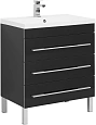 Тумба с раковиной Aquanet Верона NEW 75 черный (напольная 3 ящика) 00178474 + 00204118 Тумба с раковиной Aquanet Верона NEW 75 черный (напольная 3 ящика) 00178474 + 00204118