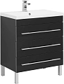 Тумба с раковиной Aquanet Верона NEW 75 черный (напольная 3 ящика) 00178474 + 00204118 Тумба с раковиной Aquanet Верона NEW 75 черный (напольная 3 ящика) 00178474 + 00204118