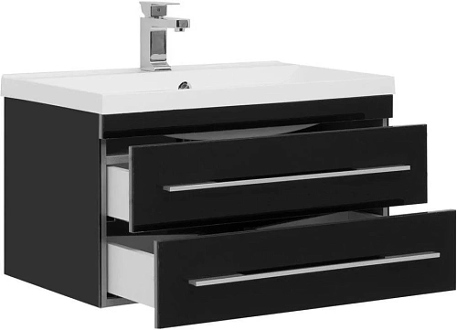 Тумба с раковиной Aquanet Верона NEW 75 черный (подвесная 2 ящика) 00180174 + 00204118 Тумба с раковиной Aquanet Верона NEW 75 черный (подвесная 2 ящика) 00180174 + 00204118