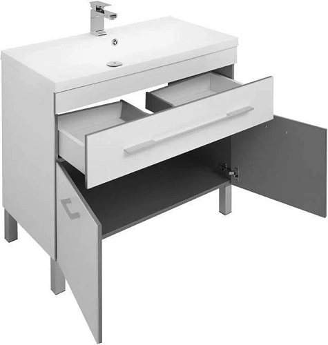 Тумба с раковиной Aquanet Верона NEW 90 белый (напольная 1 ящик 2 дверцы) 00182708 + 00204119 Тумба с раковиной Aquanet Верона NEW 90 белый (напольная 1 ящик 2 дверцы) 00182708 + 00204119