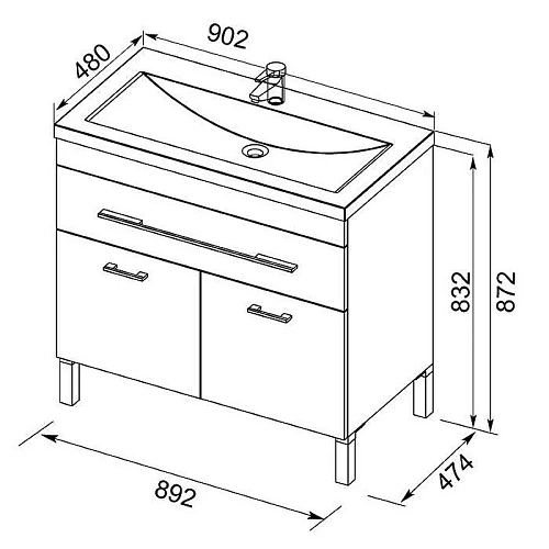 Тумба с раковиной Aquanet Верона NEW 90 белый (напольная 1 ящик 2 дверцы) 00213032 Тумба с раковиной Aquanet Верона NEW 90 белый (напольная 1 ящик 2 дверцы) 00213032