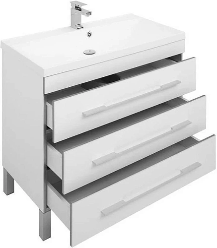 Тумба с раковиной Aquanet Верона NEW 90 белый (напольная 3 ящика) 00212872 Тумба с раковиной Aquanet Верона NEW 90 белый (напольная 3 ящика) 00212872