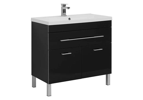 Тумба с раковиной Aquanet Верона NEW 90 черный (напольная 1 ящик 2 дверцы) 00182709 + 00204119 Тумба с раковиной Aquanet Верона NEW 90 черный (напольная 1 ящик 2 дверцы) 00182709 + 00204119