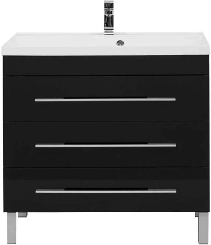 Тумба с раковиной Aquanet Верона NEW 90 черный (напольная 3 ящика) 00178473 + 00204119 Тумба с раковиной Aquanet Верона NEW 90 черный (напольная 3 ящика) 00178473 + 00204119