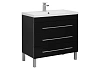 Тумба с раковиной Aquanet Верона NEW 90 черный (напольная 3 ящика) 00178473 + 00204119