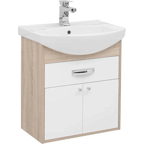 Тумба с раковиной Aquanet Грейс 60 дуб сонома/белый (1 ящик, 2 дверцы) 00212653 Тумба с раковиной Aquanet Грейс 60 дуб сонома/белый (1 ящик, 2 дверцы) 00212653
