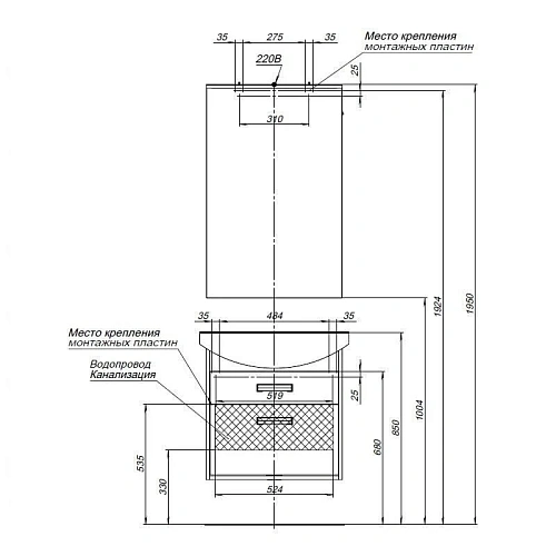 Тумба с раковиной Aquanet Грейс 65 дуб кантербери/белый (2 ящика) 00198378 + 00182642 Тумба с раковиной Aquanet Грейс 65 дуб кантербери/белый (2 ящика) 00198378 + 00182642