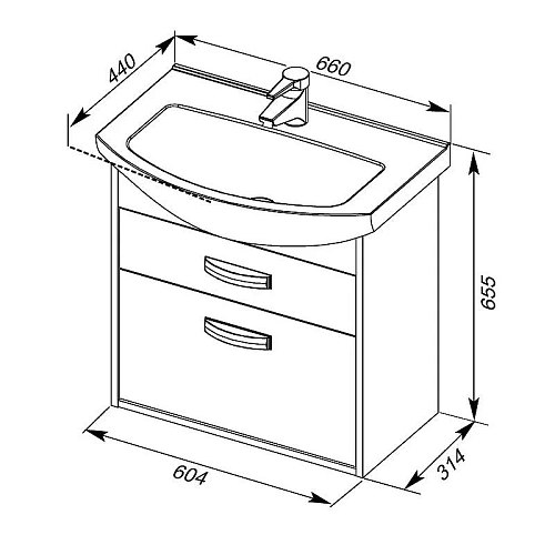 Тумба с раковиной Aquanet Грейс 65 дуб кантербери/белый (2 ящика) 00212652 Тумба с раковиной Aquanet Грейс 65 дуб кантербери/белый (2 ящика) 00212652