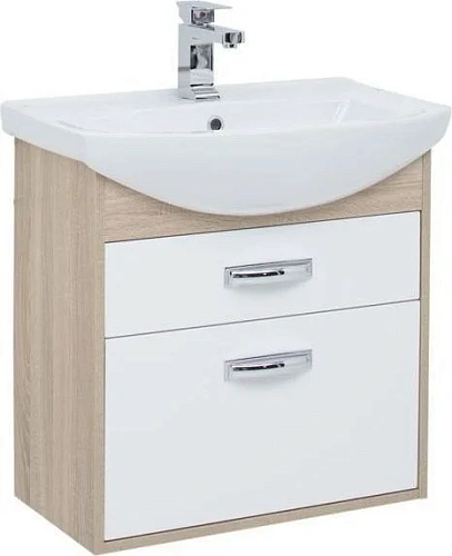 Тумба с раковиной Aquanet Грейс 65 дуб сонома/белый (2 ящика) 00198377 + 00182642 Тумба с раковиной Aquanet Грейс 65 дуб сонома/белый (2 ящика) 00198377 + 00182642