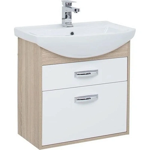 Тумба с раковиной Aquanet Грейс 65 дуб сонома/белый (2 ящика) 00212656 Тумба с раковиной Aquanet Грейс 65 дуб сонома/белый (2 ящика) 00212656