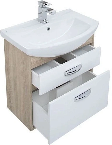 Тумба с раковиной Aquanet Грейс 65 дуб сонома/белый (2 ящика) 00212656 Тумба с раковиной Aquanet Грейс 65 дуб сонома/белый (2 ящика) 00212656