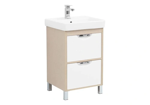 Тумба с раковиной Aquanet Гретта 55 New светлый дуб (2 ящика) 00239399 + 00215661 Тумба с раковиной Aquanet Гретта 55 New светлый дуб (2 ящика) 00239399 + 00215661