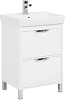 Тумба с раковиной Aquanet Гретта 60 New белый (2 ящика) 00233577 + 00185551