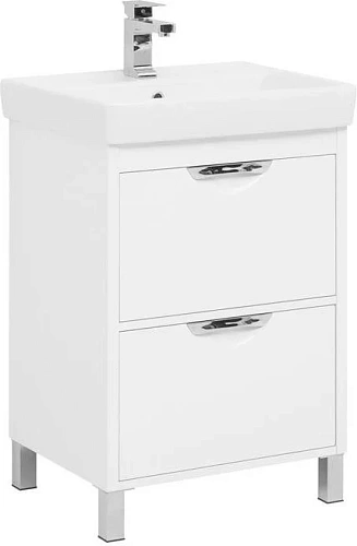 Тумба с раковиной Aquanet Гретта 60 New белый (2 ящика) 00233577 + 00185551 Тумба с раковиной Aquanet Гретта 60 New белый (2 ящика) 00233577 + 00185551