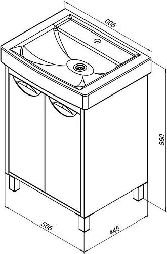 Тумба с раковиной Aquanet Гретта 60 New светлый дуб (2 дверцы) 00239401 + 00185551 Тумба с раковиной Aquanet Гретта 60 New светлый дуб (2 дверцы) 00239401 + 00185551