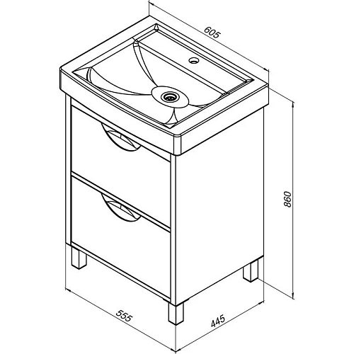 Тумба с раковиной Aquanet Гретта 60 New светлый дуб (2 ящика) 00239400 + 00185551 Тумба с раковиной Aquanet Гретта 60 New светлый дуб (2 ящика) 00239400 + 00185551