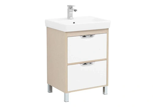 Тумба с раковиной Aquanet Гретта 60 New светлый дуб (2 ящика) 00239400 + 00185551 Тумба с раковиной Aquanet Гретта 60 New светлый дуб (2 ящика) 00239400 + 00185551