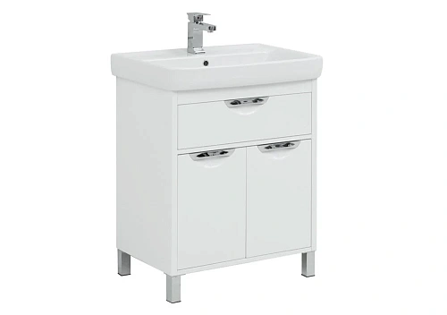 Тумба с раковиной Aquanet Гретта 70 New белый (1 ящик, 2 дверцы) 00233579 + 00215663 Тумба с раковиной Aquanet Гретта 70 New белый (1 ящик, 2 дверцы) 00233579 + 00215663