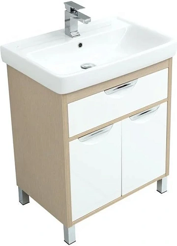 Тумба с раковиной Aquanet Гретта 70 New светлый дуб (1 ящик, 2 дверцы) 00239402 + 00215663 Тумба с раковиной Aquanet Гретта 70 New светлый дуб (1 ящик, 2 дверцы) 00239402 + 00215663