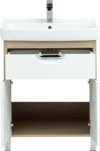 Тумба с раковиной Aquanet Гретта 70 New светлый дуб (1 ящик, 2 дверцы) 00239402 + 00215663 Тумба с раковиной Aquanet Гретта 70 New светлый дуб (1 ящик, 2 дверцы) 00239402 + 00215663