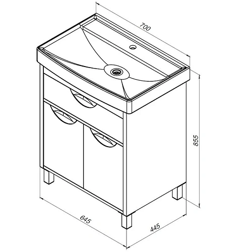 Тумба с раковиной Aquanet Гретта 70 New светлый дуб (1 ящик, 2 дверцы) 00239402 + 00215663 Тумба с раковиной Aquanet Гретта 70 New светлый дуб (1 ящик, 2 дверцы) 00239402 + 00215663