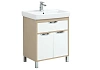 Тумба с раковиной Aquanet Гретта 70 New светлый дуб (1 ящик, 2 дверцы) 00239402 + 00215663