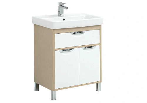 Тумба с раковиной Aquanet Гретта 70 New светлый дуб (1 ящик, 2 дверцы) 00239402 + 00215663 Тумба с раковиной Aquanet Гретта 70 New светлый дуб (1 ящик, 2 дверцы) 00239402 + 00215663