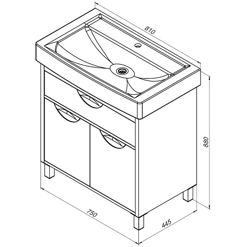 Тумба с раковиной Aquanet Гретта 80 New белый (1 ящик, 2 дверцы) 00233580 + 00185552 Тумба с раковиной Aquanet Гретта 80 New белый (1 ящик, 2 дверцы) 00233580 + 00185552
