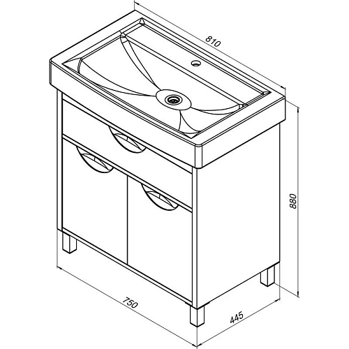 Тумба с раковиной Aquanet Гретта 80 New светлый дуб (1 ящик, 2 дверцы) 00239403 + 00185552 Тумба с раковиной Aquanet Гретта 80 New светлый дуб (1 ящик, 2 дверцы) 00239403 + 00185552