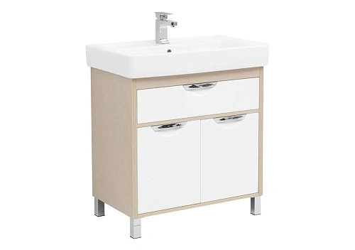 Тумба с раковиной Aquanet Гретта 80 New светлый дуб (1 ящик, 2 дверцы) 00239403 + 00185552 Тумба с раковиной Aquanet Гретта 80 New светлый дуб (1 ящик, 2 дверцы) 00239403 + 00185552