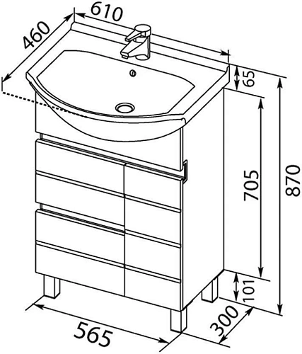 Тумба с раковиной Aquanet Доминика 60 белый 00212754 Тумба с раковиной Aquanet Доминика 60 белый 00212754