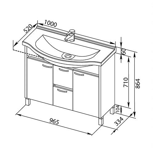 Тумба с раковиной Aquanet Донна 100 белый дуб 00169182+00168866 Тумба с раковиной Aquanet Донна 100 белый дуб 00169182+00168866