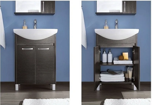 Тумба с раковиной Aquanet Донна 60 венге (2 дверцы) 00168941+00168863 Тумба с раковиной Aquanet Донна 60 венге (2 дверцы) 00168941+00168863